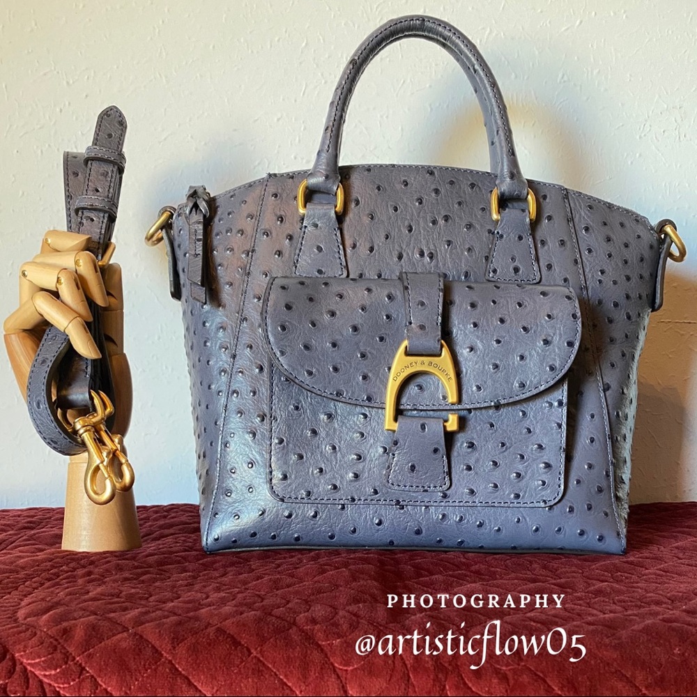 NEW Dooney&Bourke Steel Blue Ostrich Emerson Naomi - Picture 9 of 9
